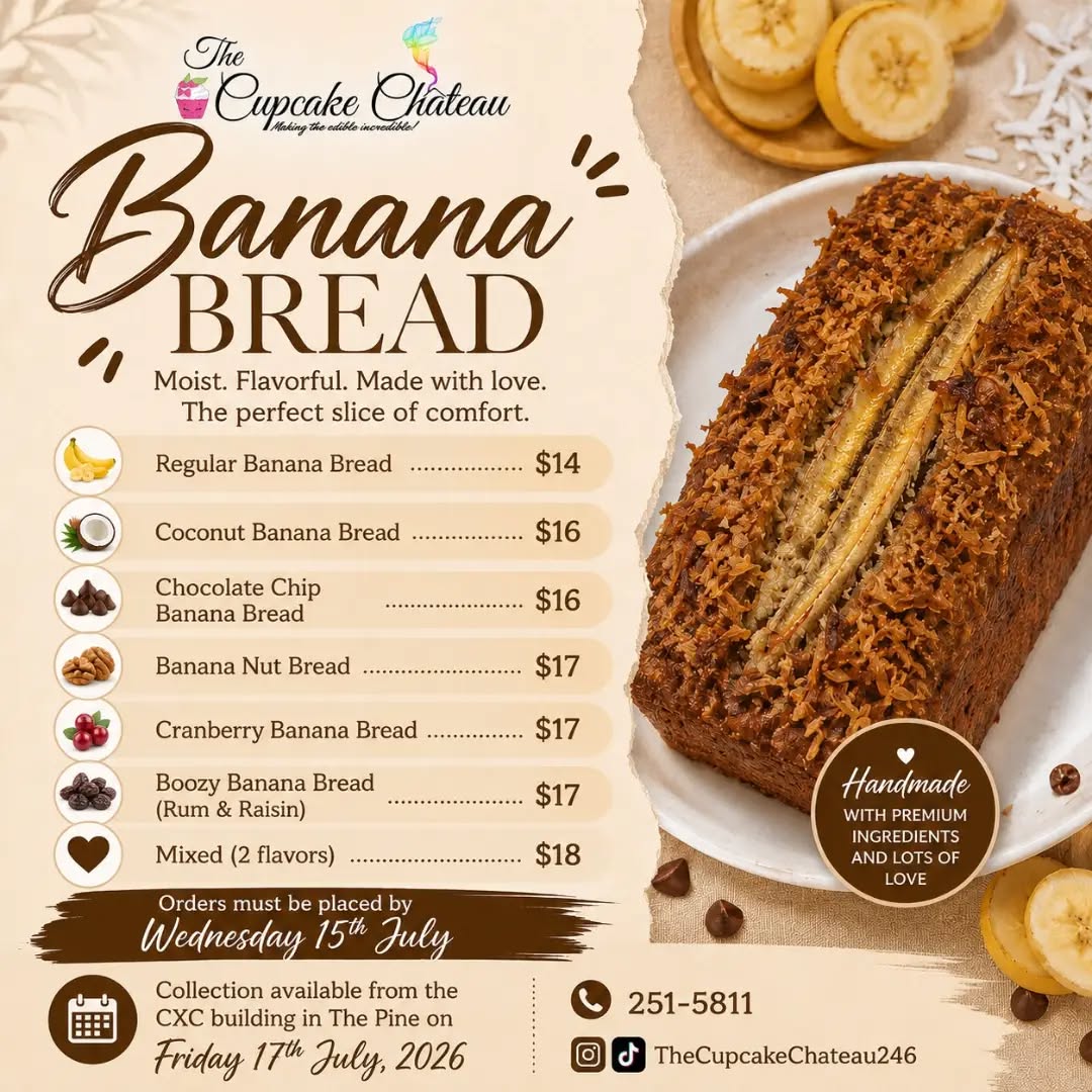The Cupcake Chateau Banana Bread – Limited Order Window, Multiple Flavours from $14
