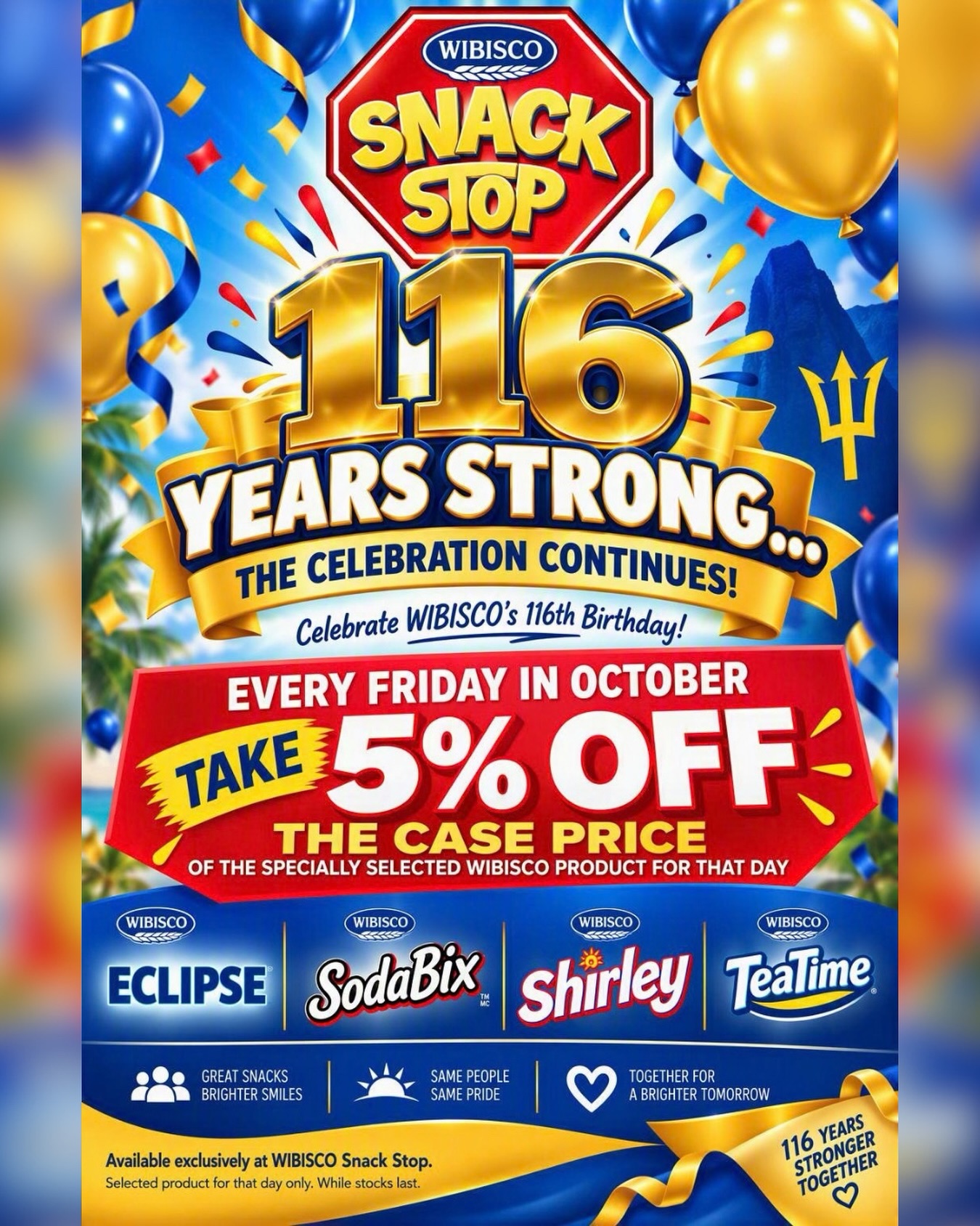 WIBISCO 116th Birthday: 5% Off Case Price Every Friday in October