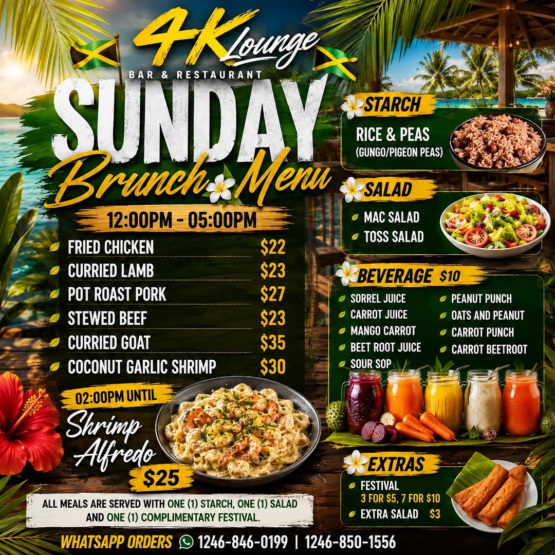 4K Lounge Sunday Brunch Menu – Meals from $22