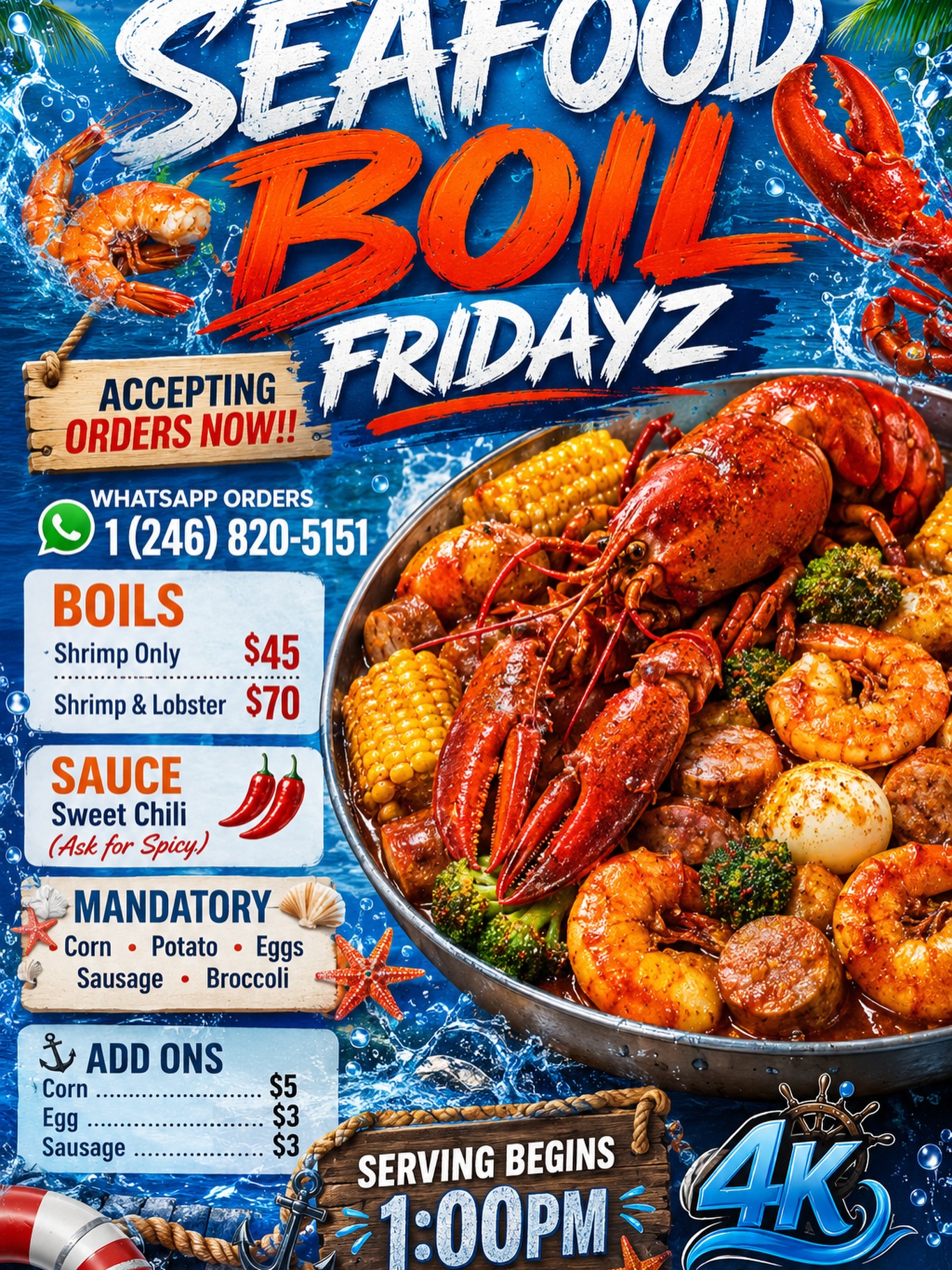 Seafood Boil Fridayz – Starting from $45