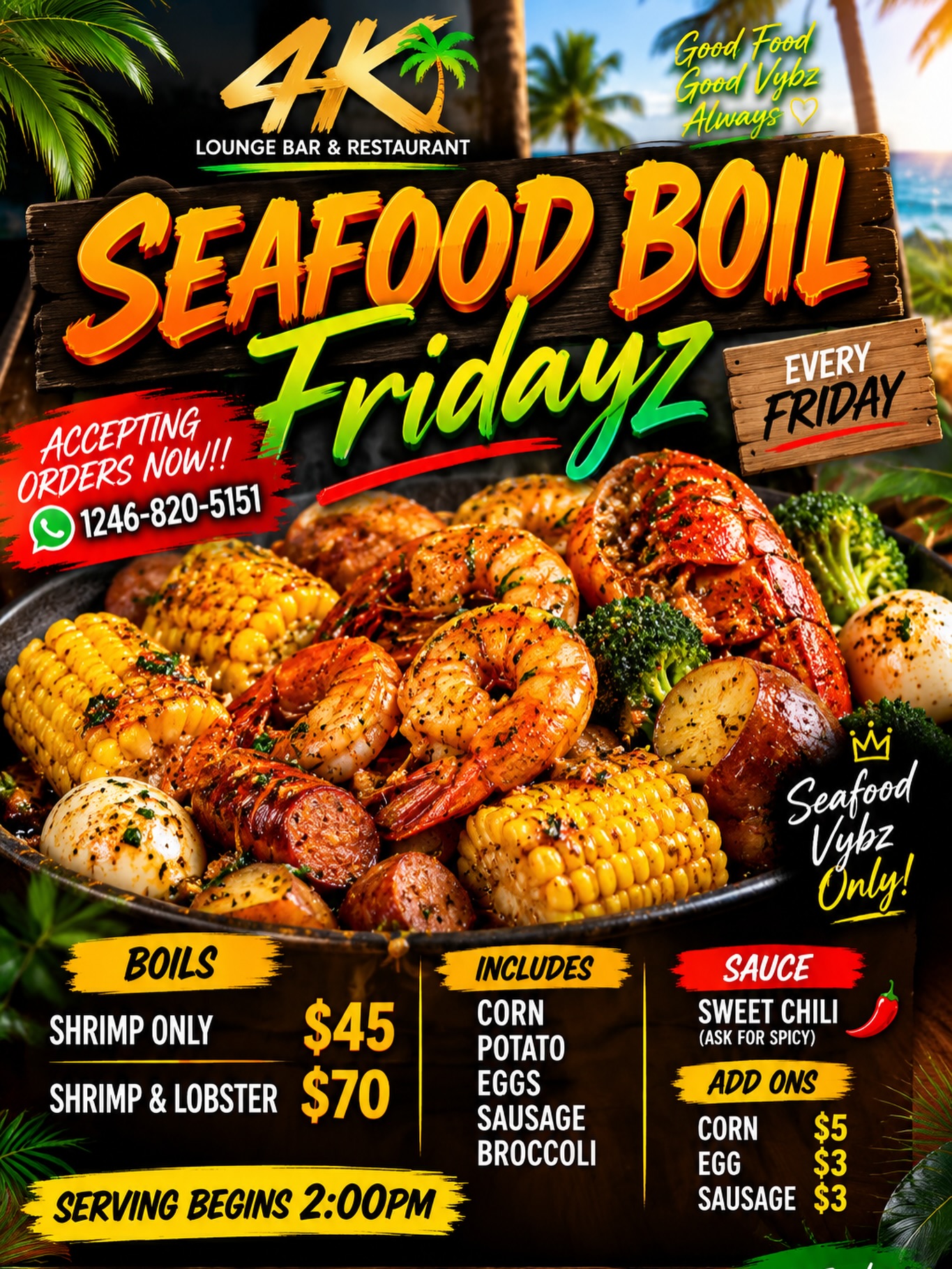 Seafood Boil Fridayz – Every Friday at 4K Lounge Bar & Restaurant