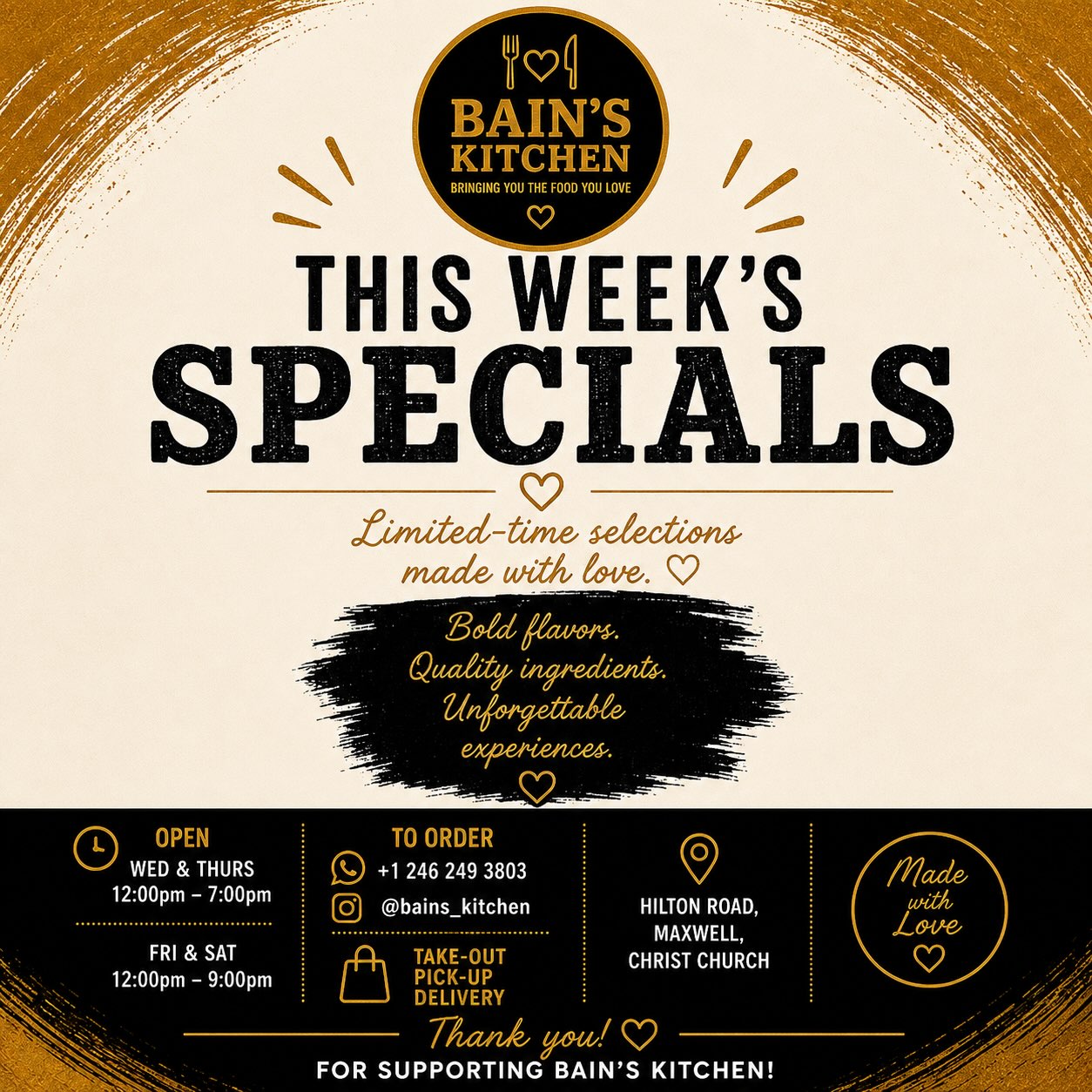 Bain's Kitchen This Week's Specials – Limited-Time Caribbean Menu