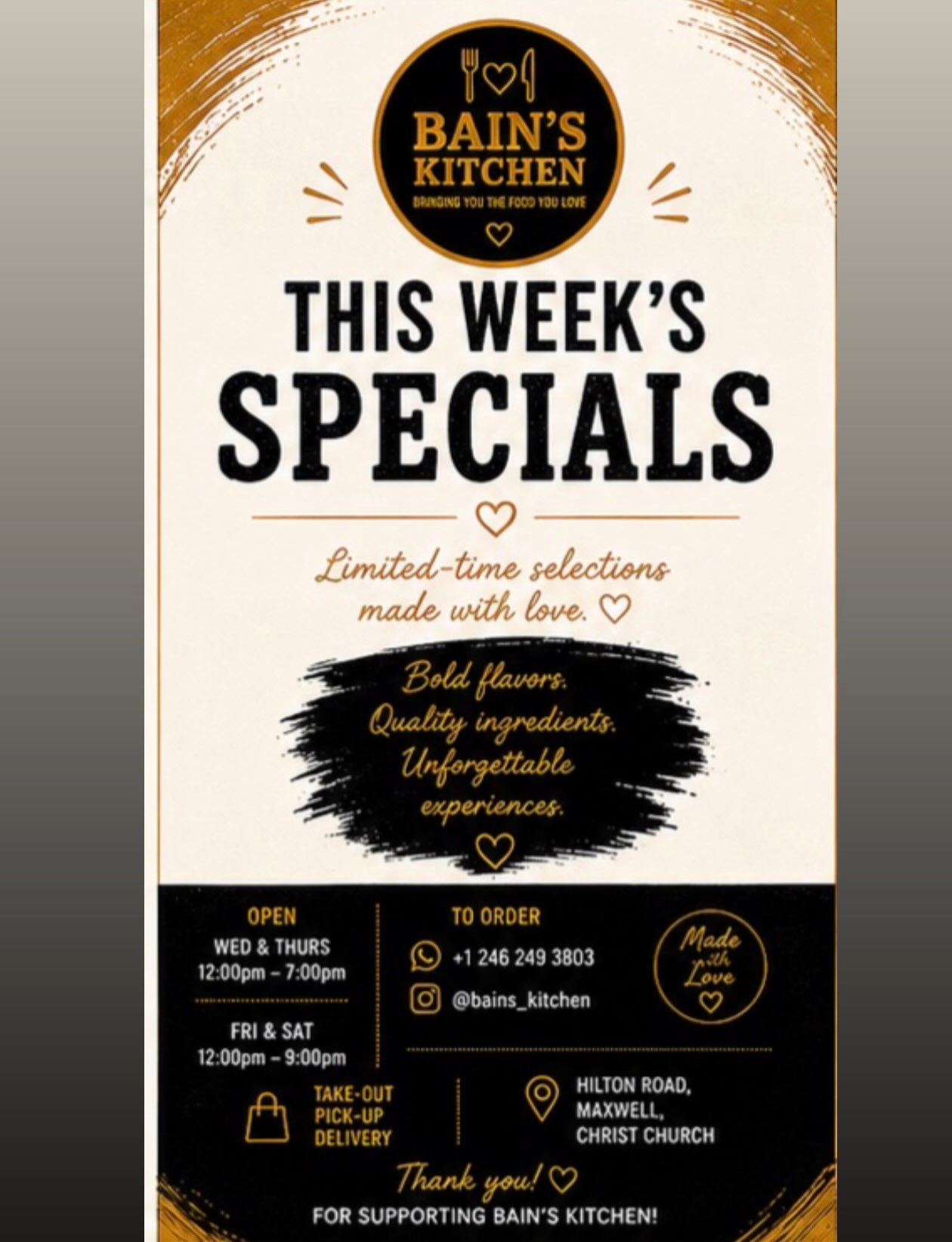 Bain's Kitchen This Week's Specials – Limited-Time Menu