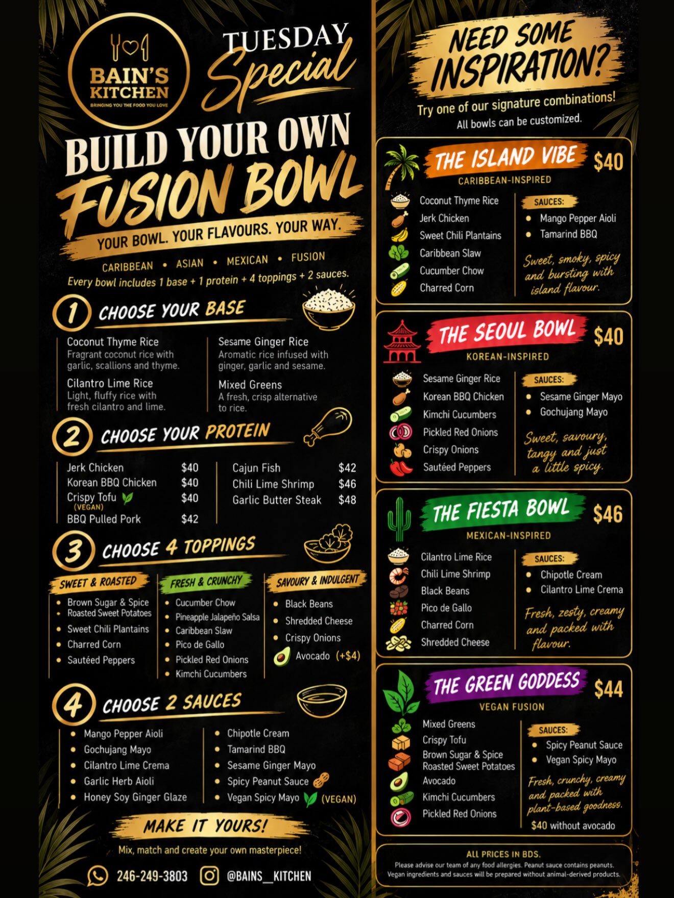 Build Your Own Week at Bain's Kitchen – Daily Specials from $20