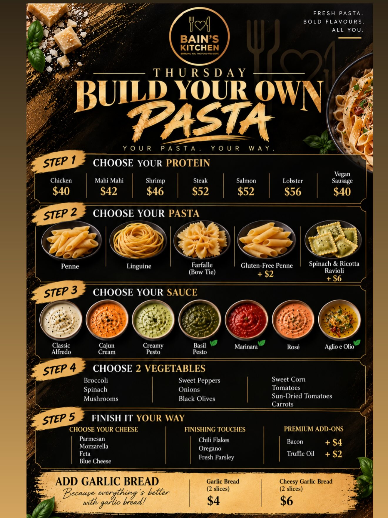 Build Your Own Week at Bain's Kitchen – Daily Specials from $20