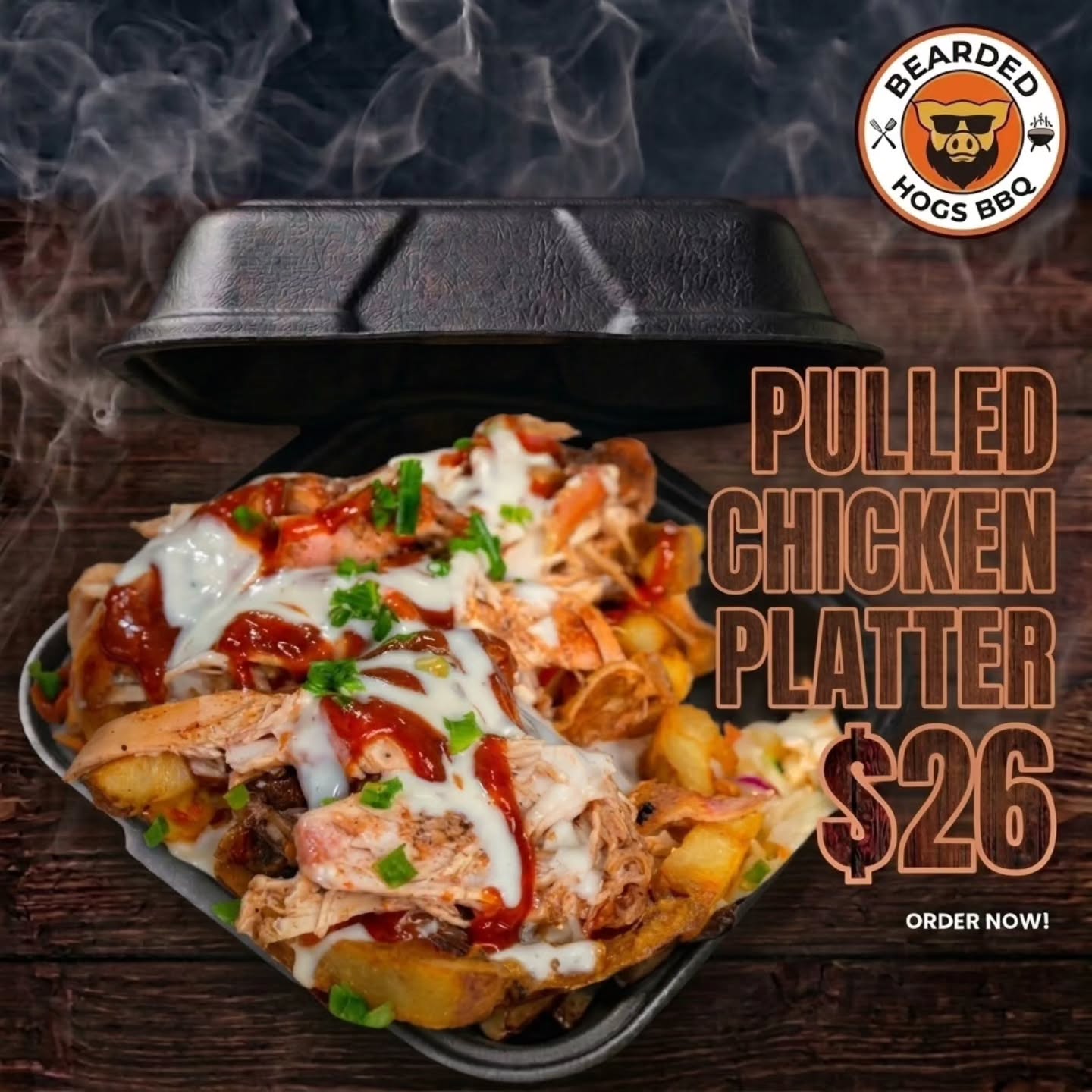 Pulled Chicken Platter – $26 at Bearded Hogs BBQ