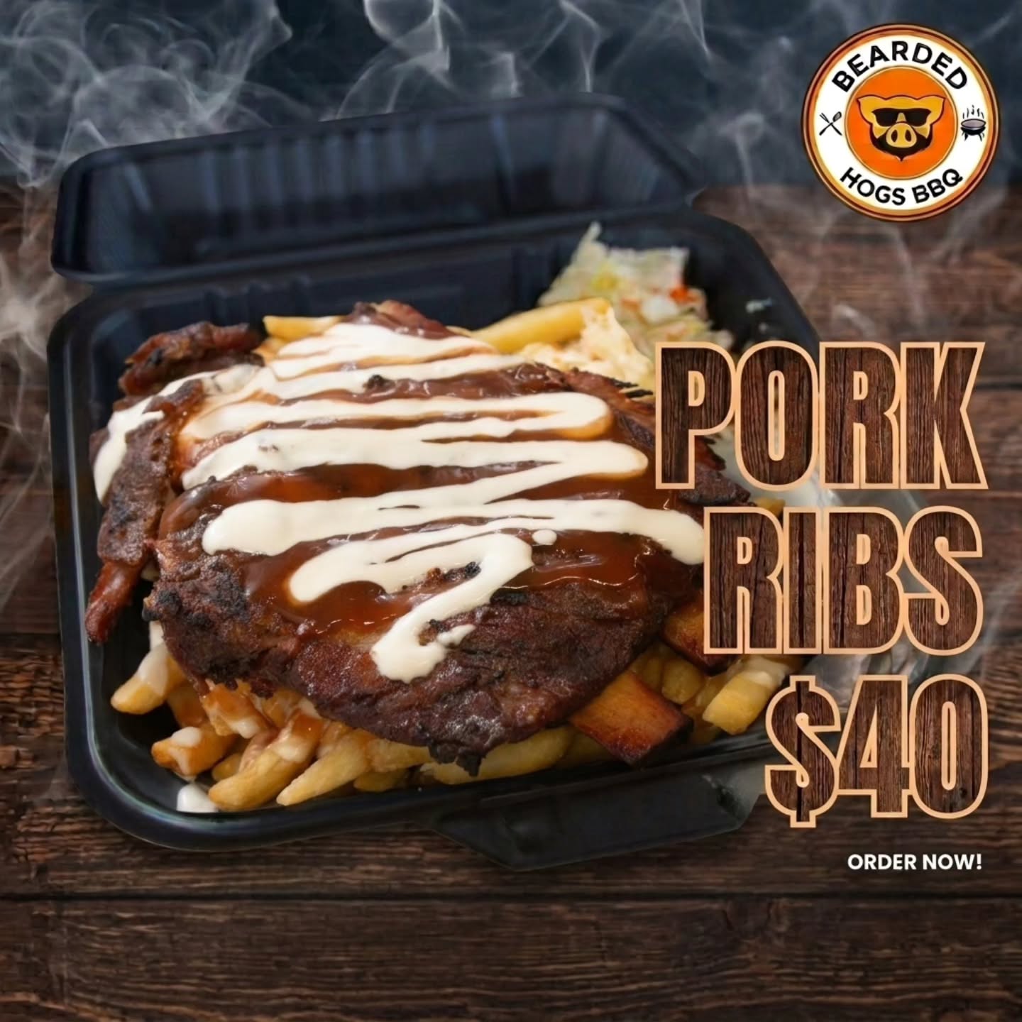 Pork Ribs Saturday – $40 at Bearded Hogs BBQ