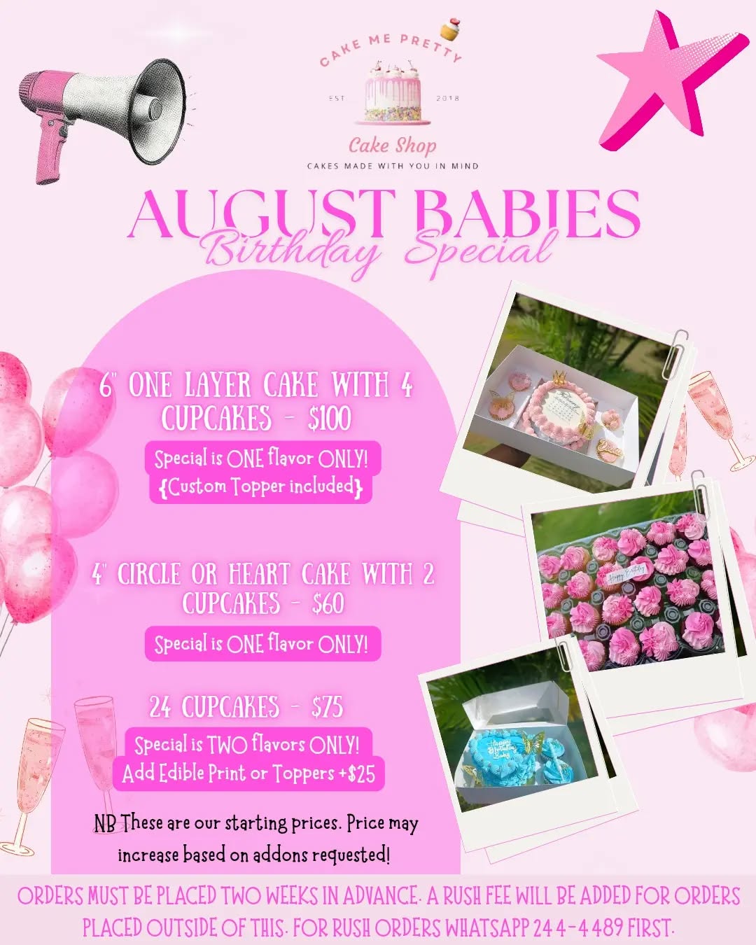 August Babies Birthday Special – Cake & Cupcake Packages from $60