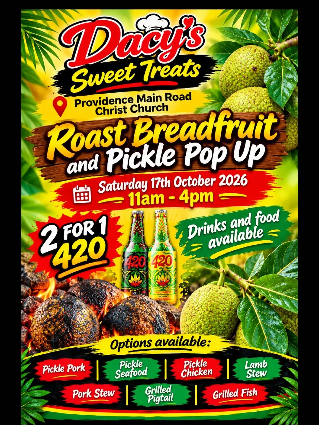 Roast Breadfruit and Pickle Pop Up – 2 for 1 420 Drinks