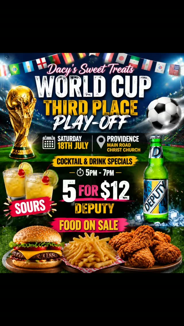 World Cup Third Place Play-Off Watch Party at Dacy's Sweet Treats