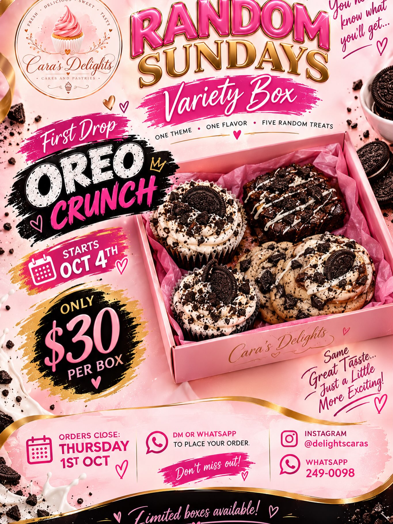 Cara's Delights Random Sundays – Oreo Crunch Variety Box $30