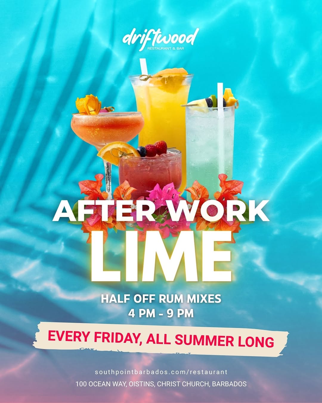 After Work Lime – Half Off Rum Mixes Every Friday 4PM–9PM