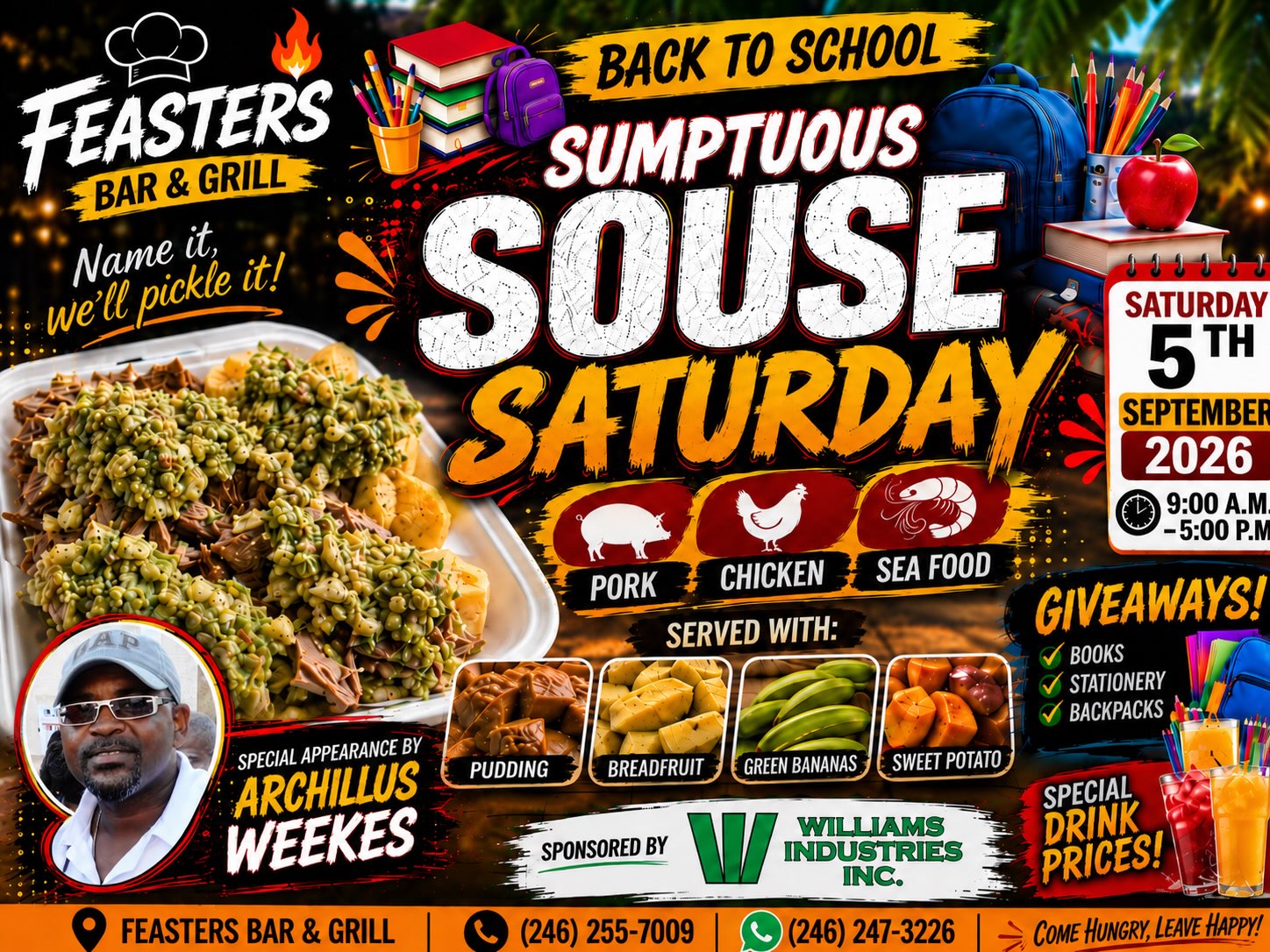 Back to School Sumptuous Souse Saturday at Feasters Bar & Grill
