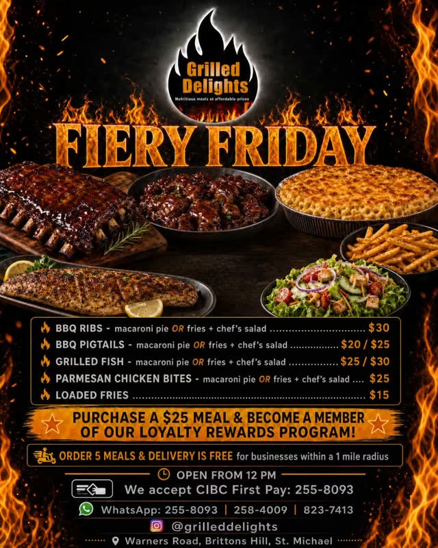 Fiery Friday at Grilled Delights – BBQ Ribs, Pigtails, Grilled Fish & More with Meal Deals