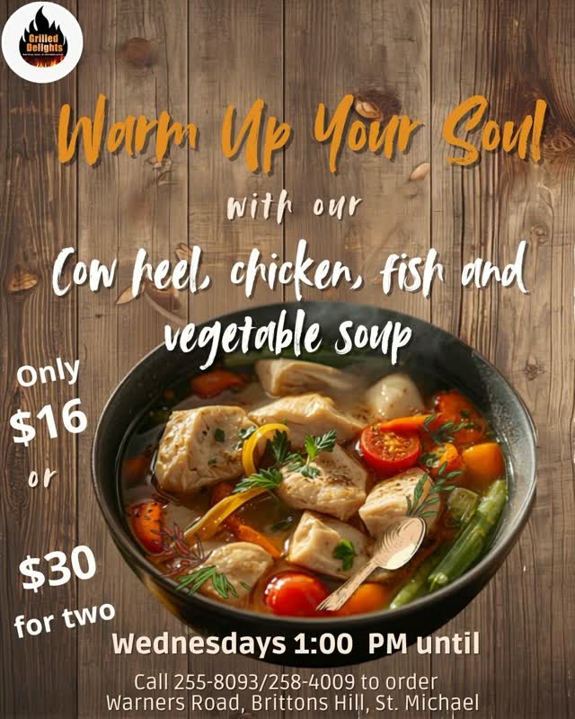 Soup Special – $16 per bowl or $30 for two at Grilled Delights
