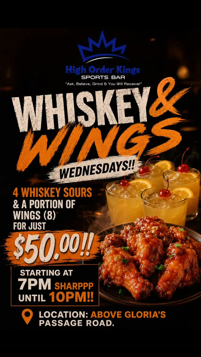 Whiskey & Wings Wednesdays – 4 Whiskey Sours & 8 Wings for $50
