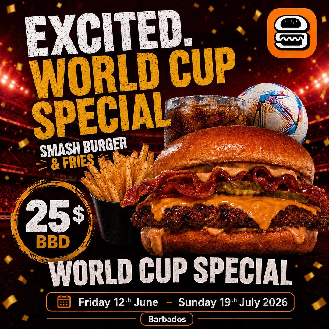 World Cup Special – Smash Burger & Fries for $25 BBD