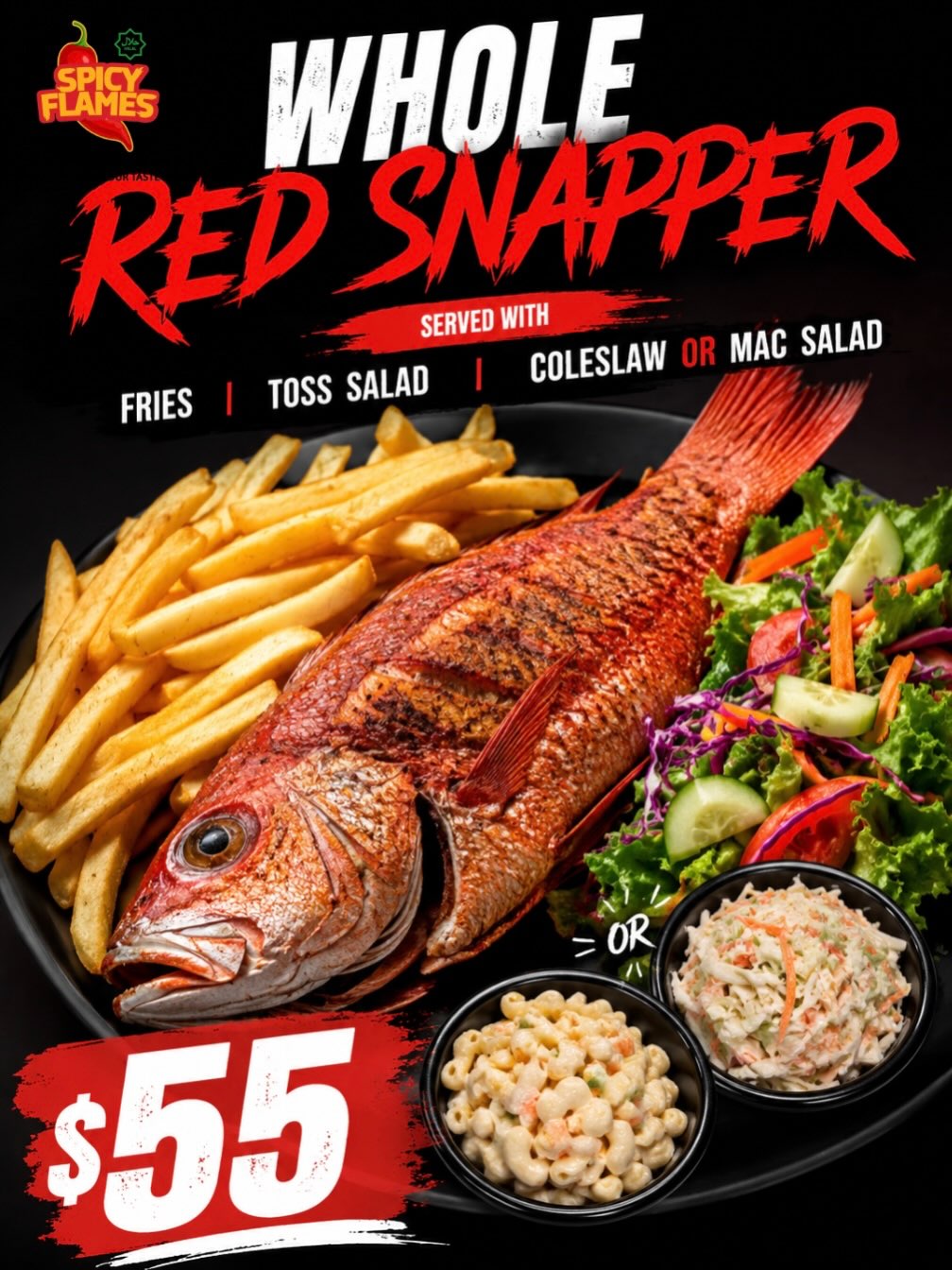 Whole Red Snapper Box – $55 at Spicy Flames