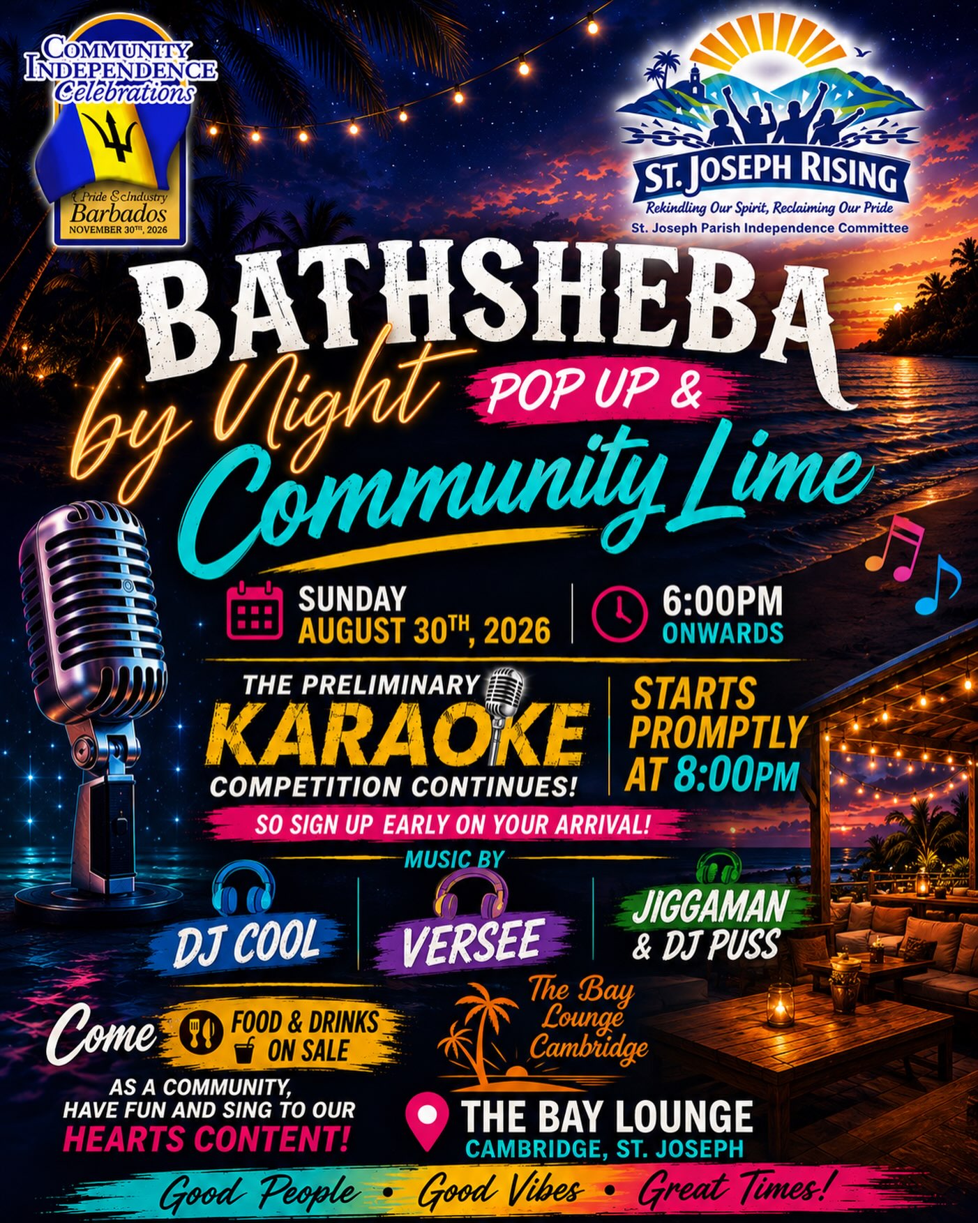 Bathsheba by Night Pop Up & Community Lime – The Bay Lounge, St. Joseph