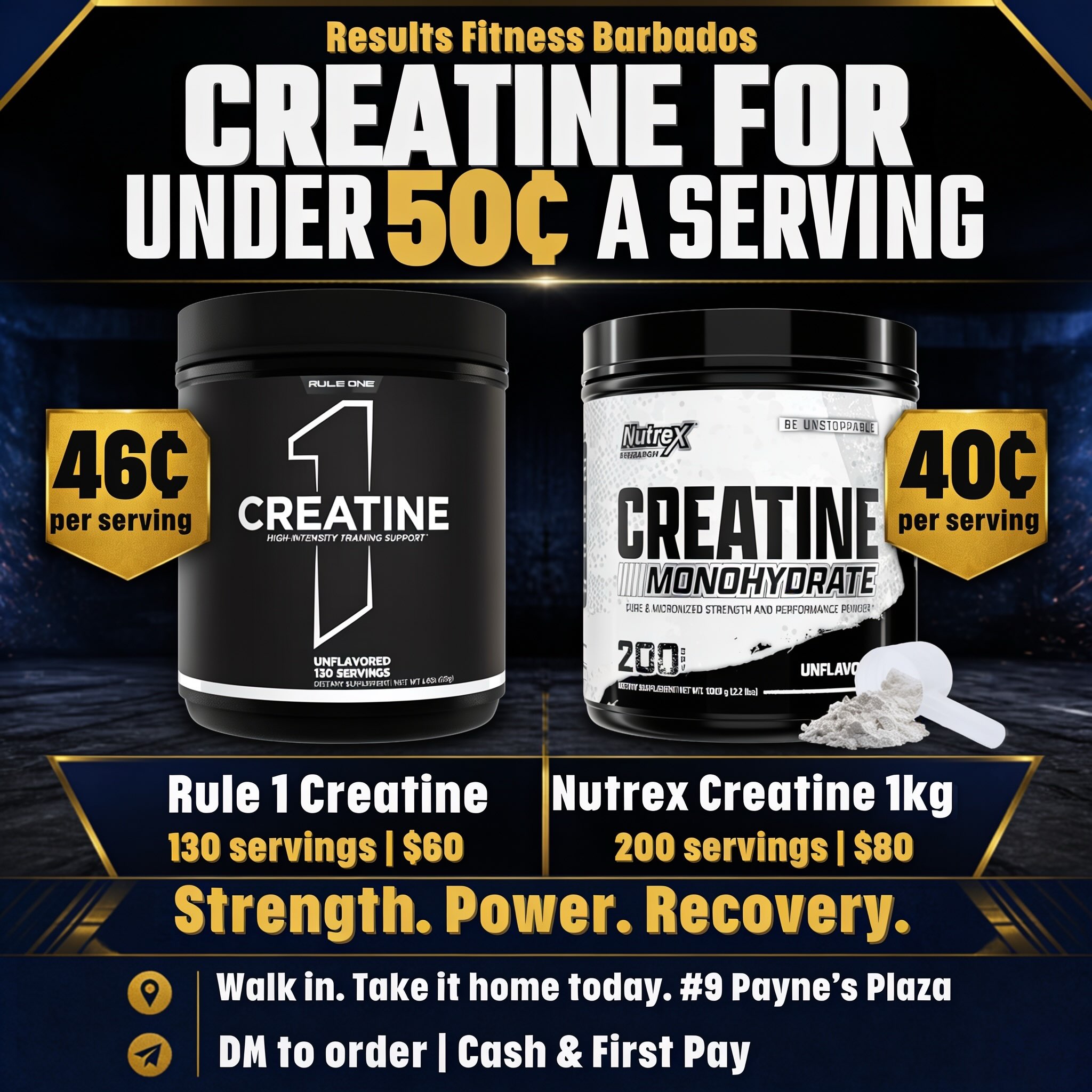 Creatine Under 50¢ a Serving – Rule 1 $60 & Nutrex 1kg $80