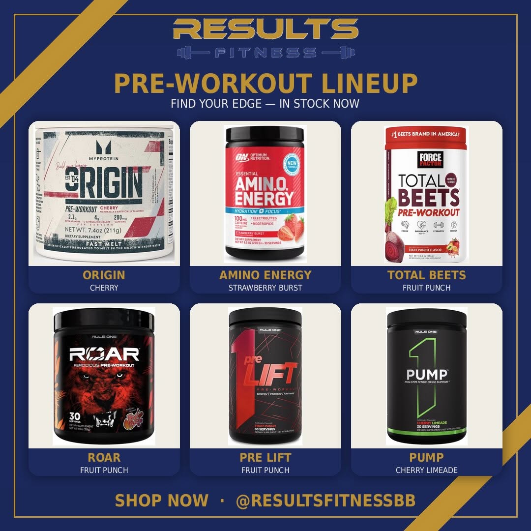 Pre-Workout Lineup In Stock at Results Fitness – Prices from $45
