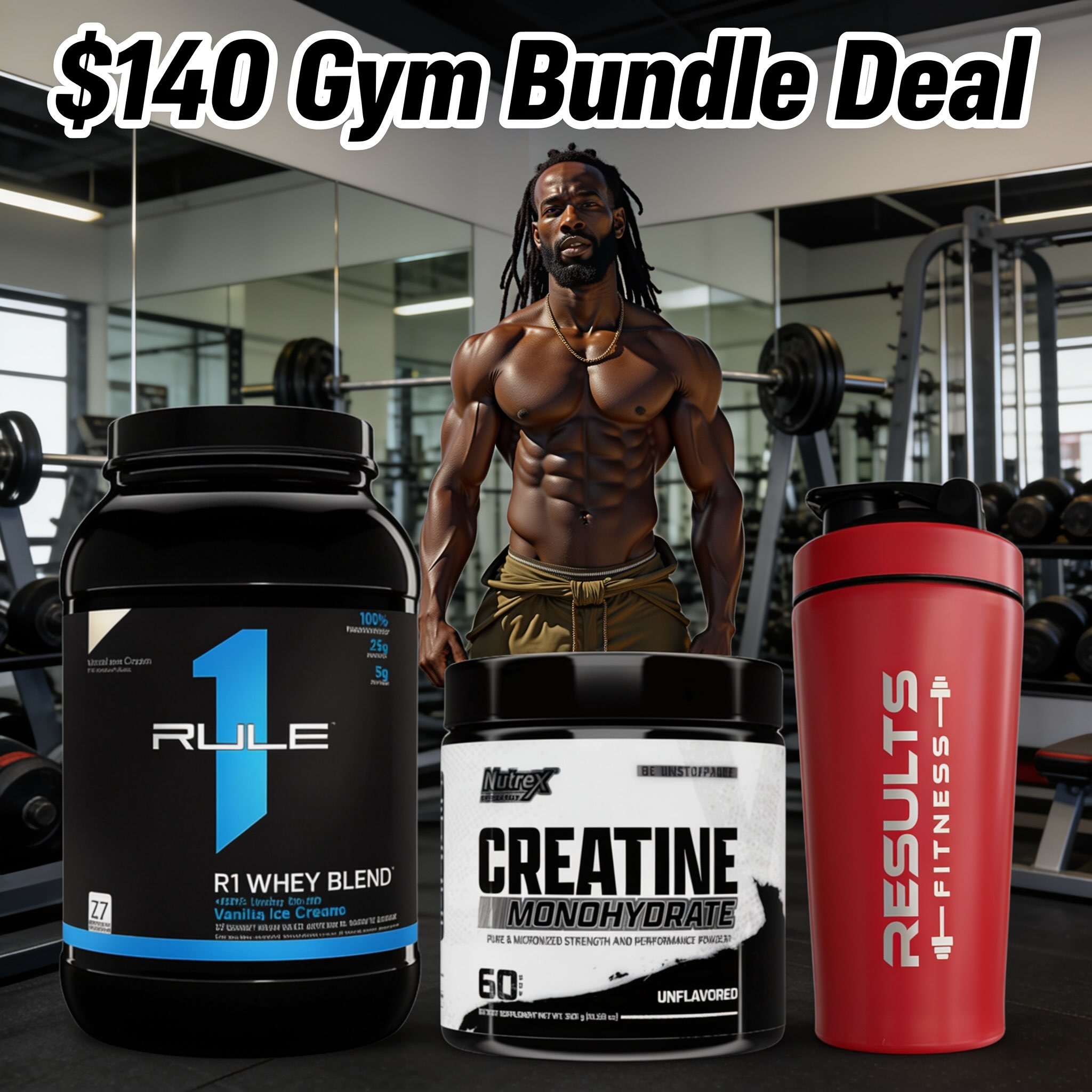 $140 Gym Bundle Deal – Whey, Creatine & Shaker