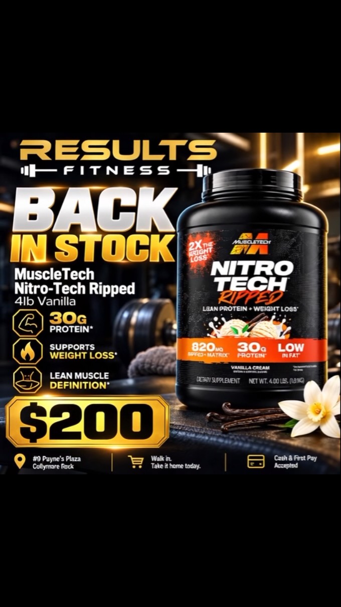 MuscleTech Nitro-Tech Ripped 4lb Vanilla Cream Back in Stock - $200