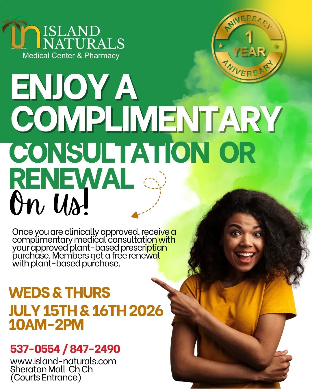 Free Consultation or Renewal – Island Naturals 1st Anniversary Special