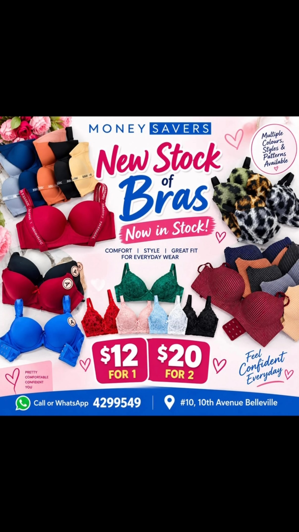New Stock of Bras – $12 for 1 or $20 for 2 at Money Savers