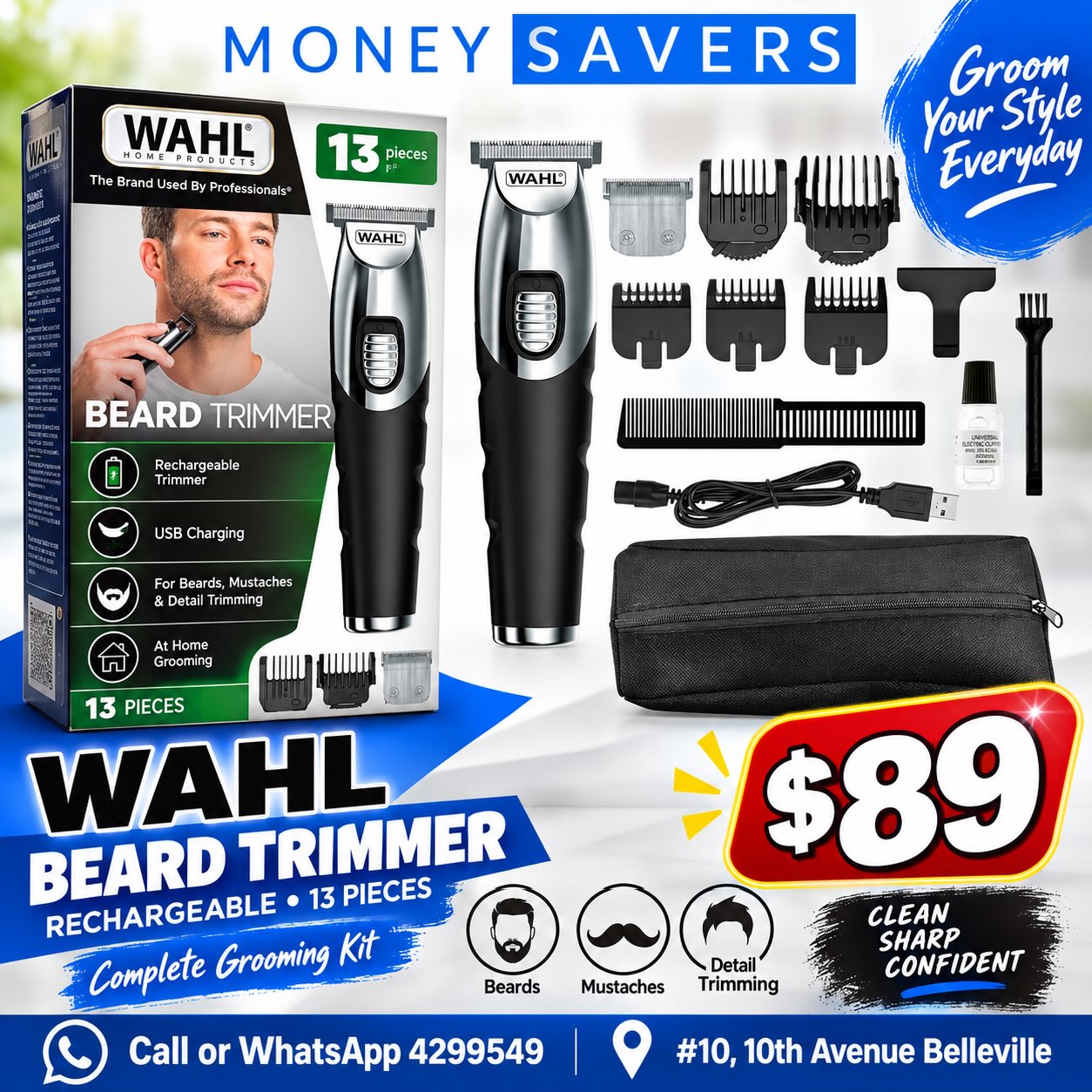 Wahl Beard Trimmer 13-Piece Rechargeable Grooming Kit – $89