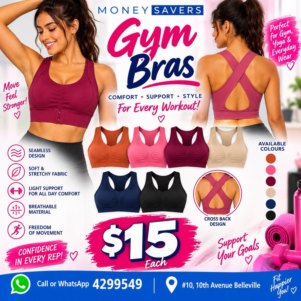 Money Savers Gym Bras – $15 Each
