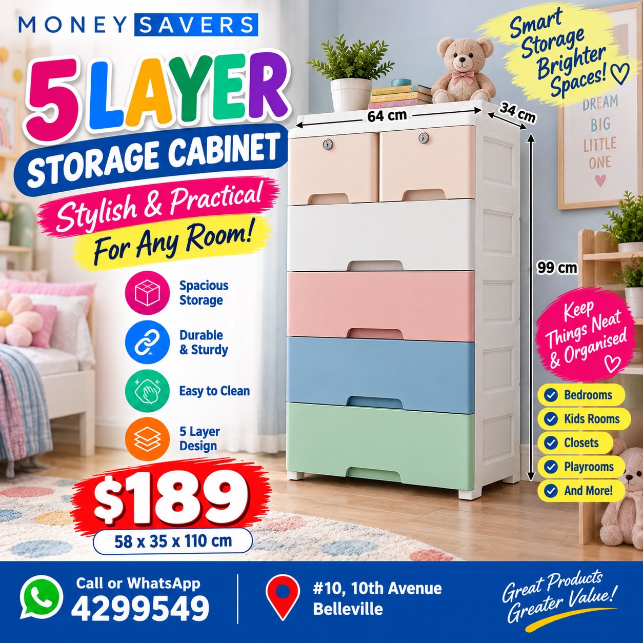 5 Layer Storage Cabinet – $189 at Money Savers