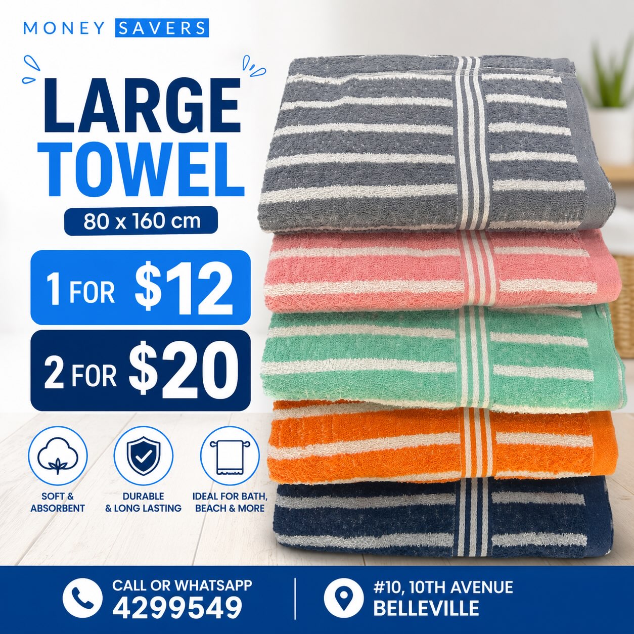 Large Towels – 1 for $12 or 2 for $20