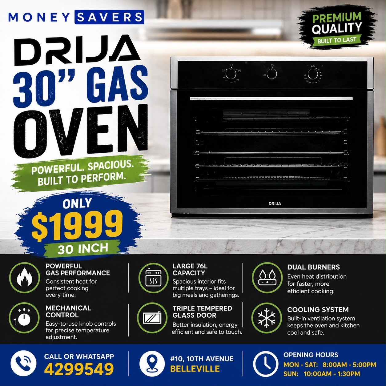 Money Savers Gas Built-In Ovens & Drija 30" Gas Oven – Prices from $999