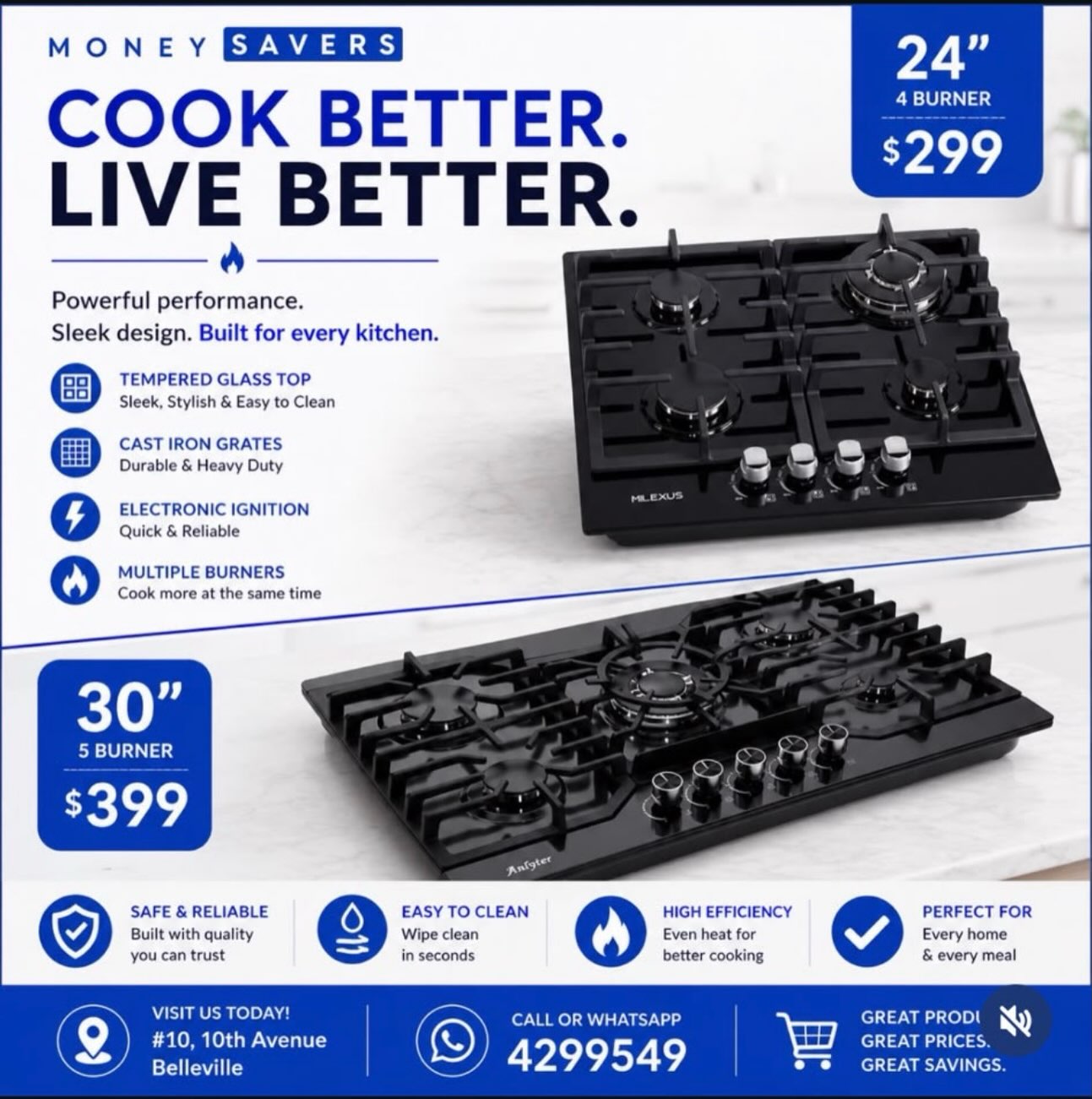 Money Savers Gas Cooktop Deal – 24" 4-Burner $299 & 30" 5-Burner $399