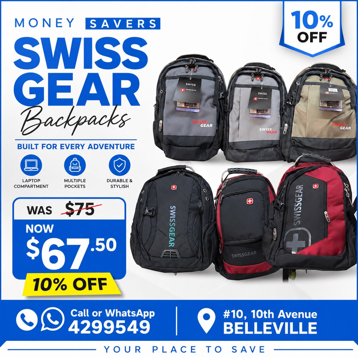Swiss Gear Backpacks – 10% Off at Money Savers