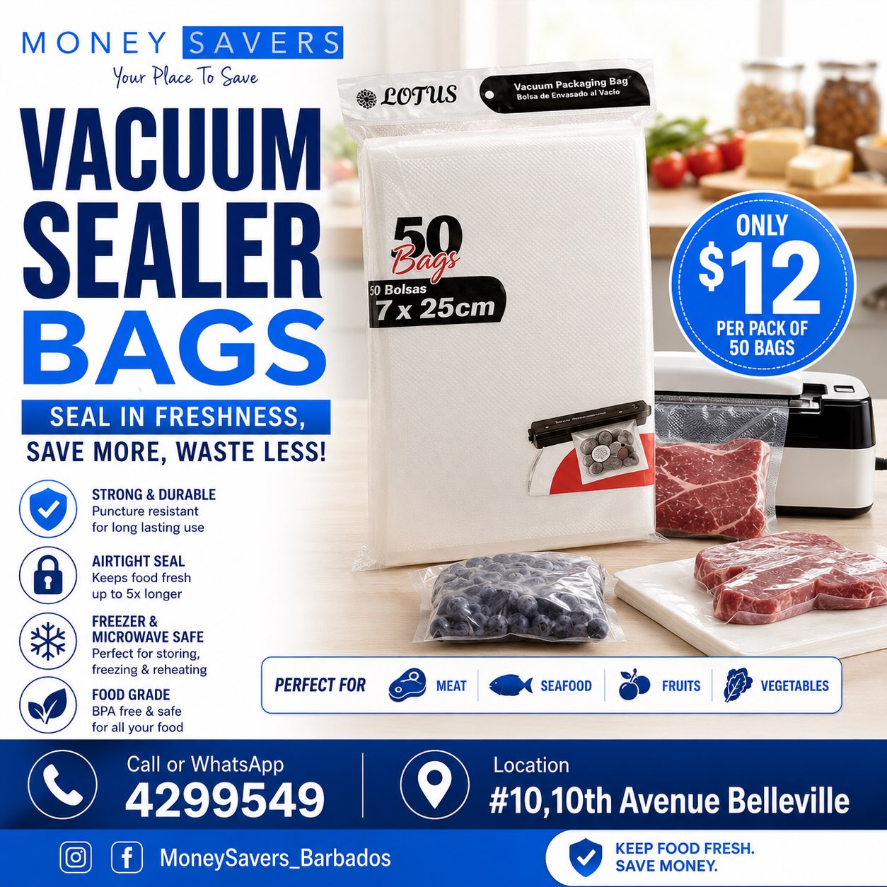 Lotus Vacuum Sealer Bags – Pack of 50 for Only $12