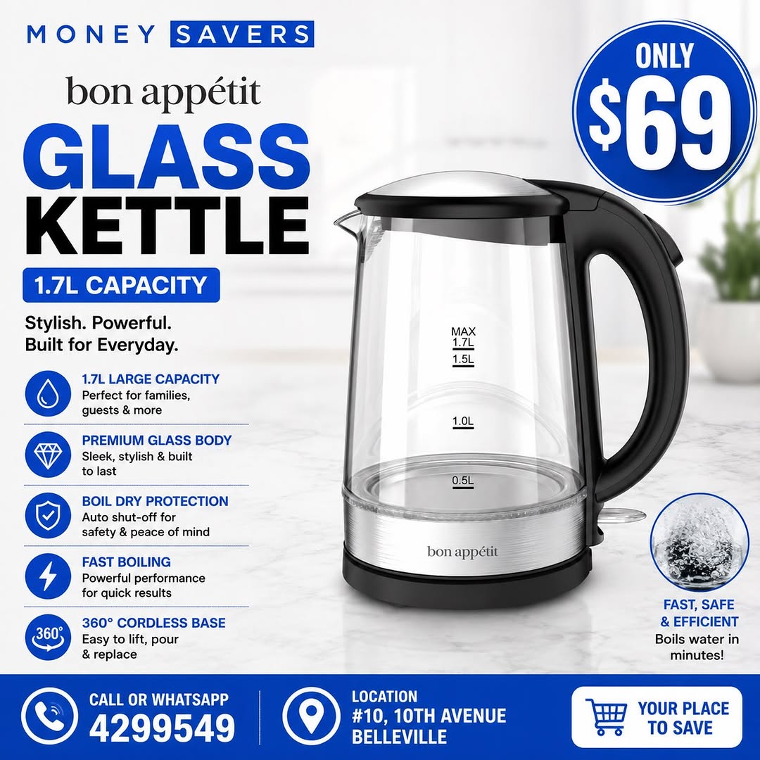 Bon Appétit Glass Kettle 1.7L – Only $69