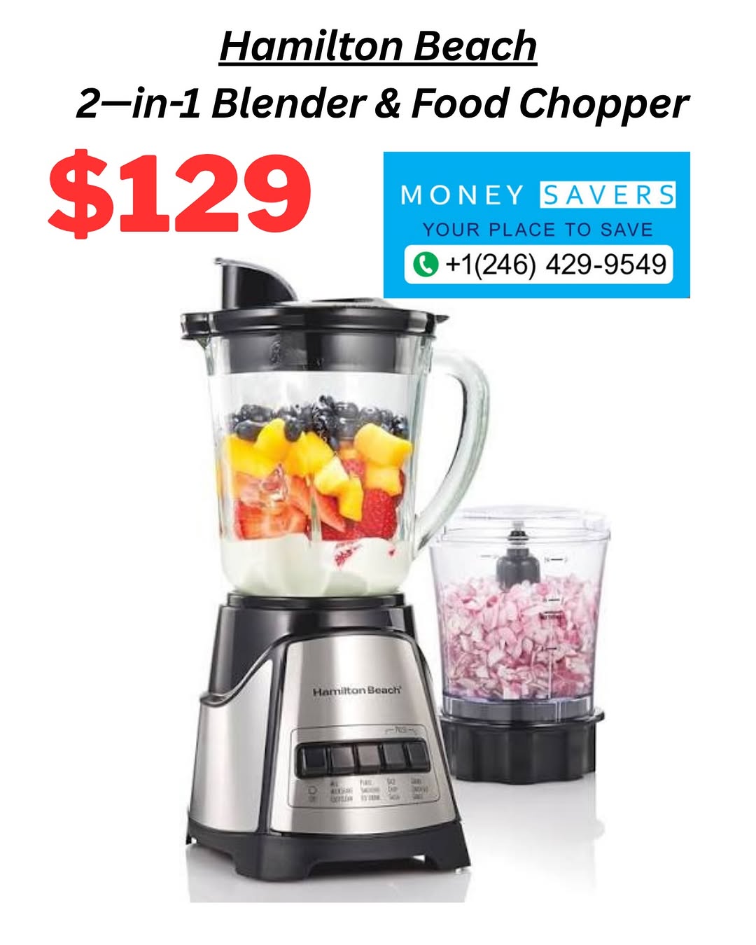Hamilton Beach 2-in-1 Blender & Food Chopper – $129