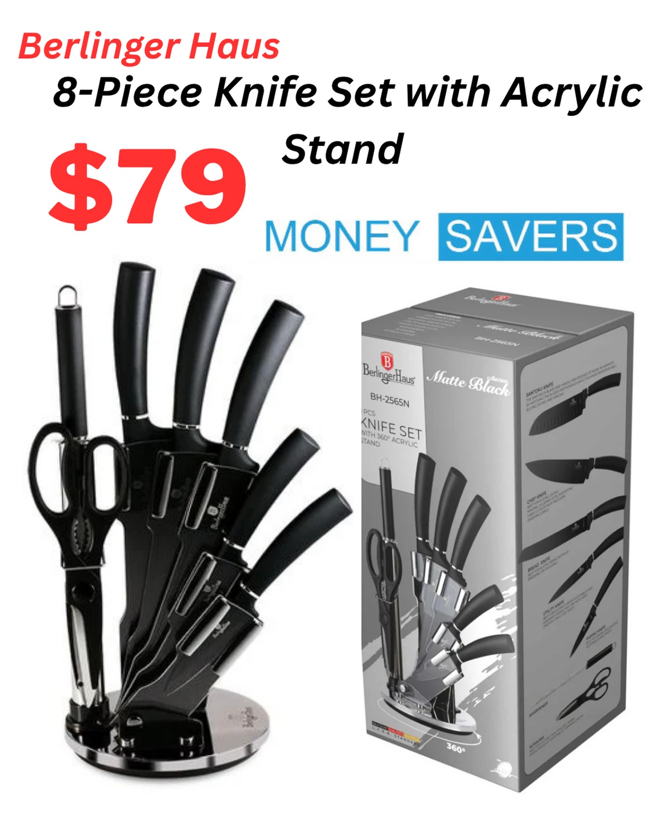 Berlinger Haus 8-Piece Knife Set with Acrylic Stand - $79