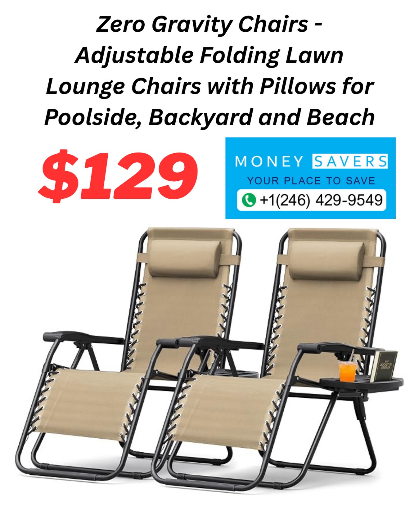 Zero Gravity Folding Lawn Lounge Chairs with Pillows – $129