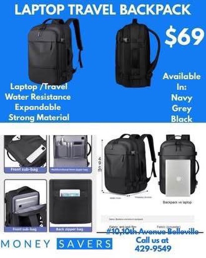 Laptop Travel Backpack – $69 at Money Savers