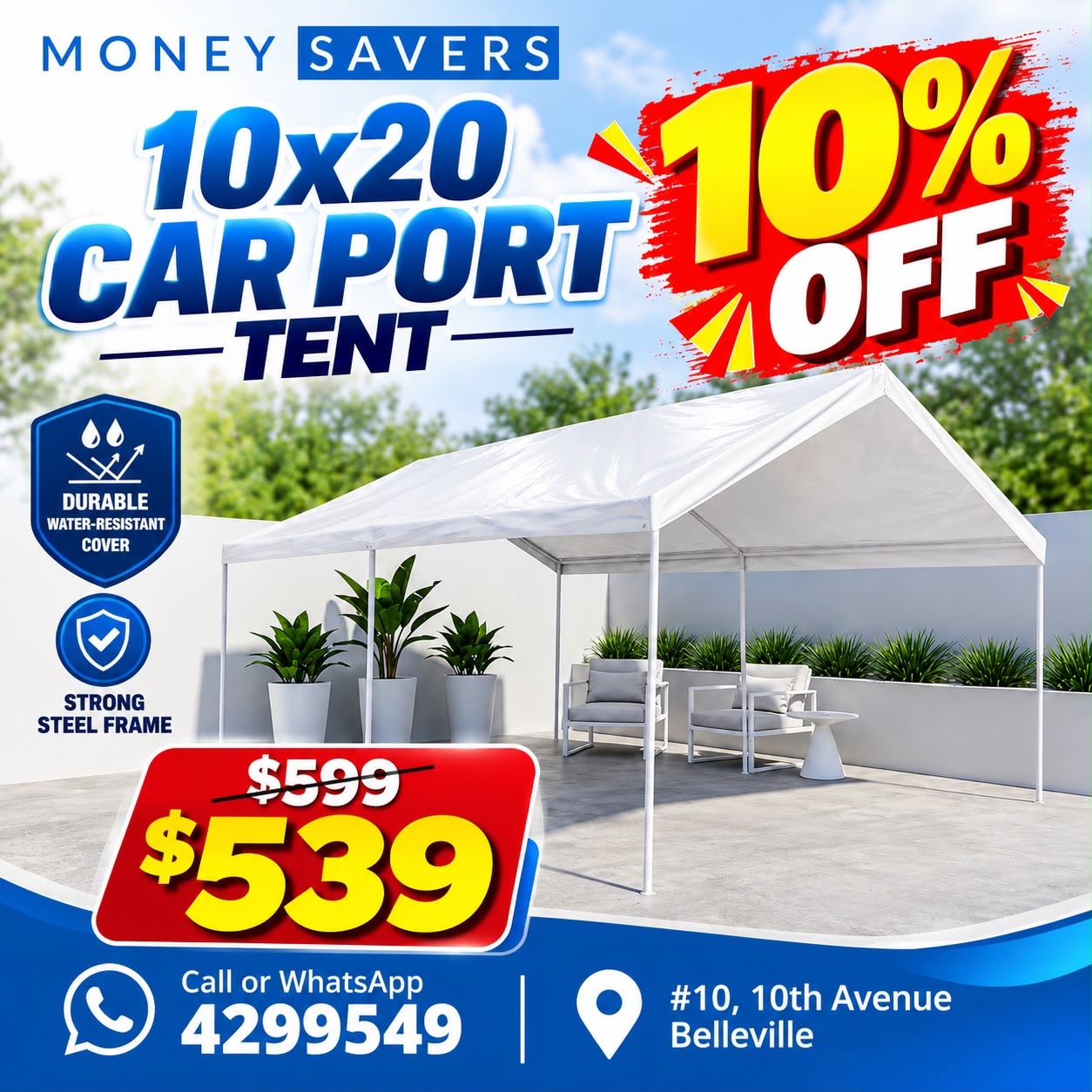 10x20 Car Port Tent – 10% Off, Now $539