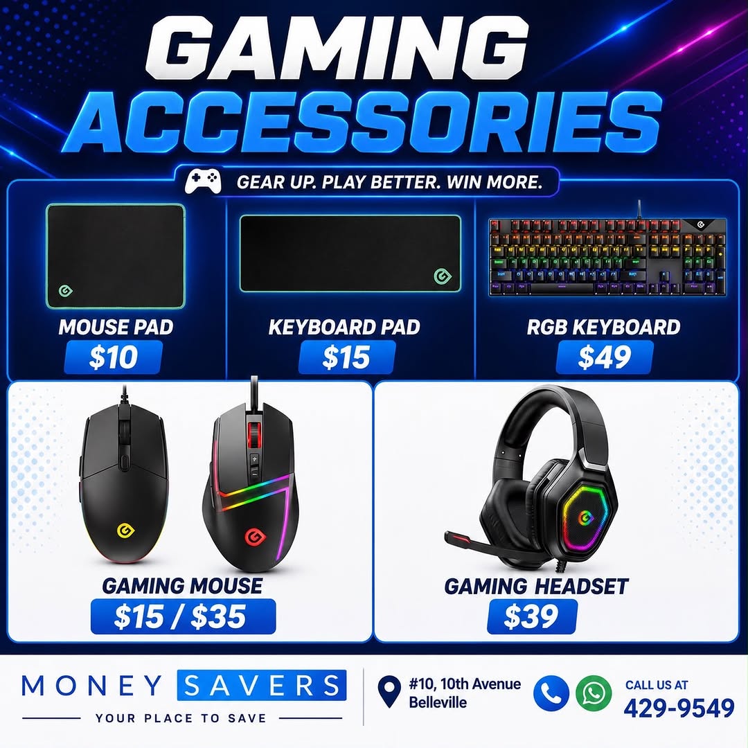 Gaming Accessories Sale at Money Savers – Mouse Pads, Keyboards, Mice & Headsets