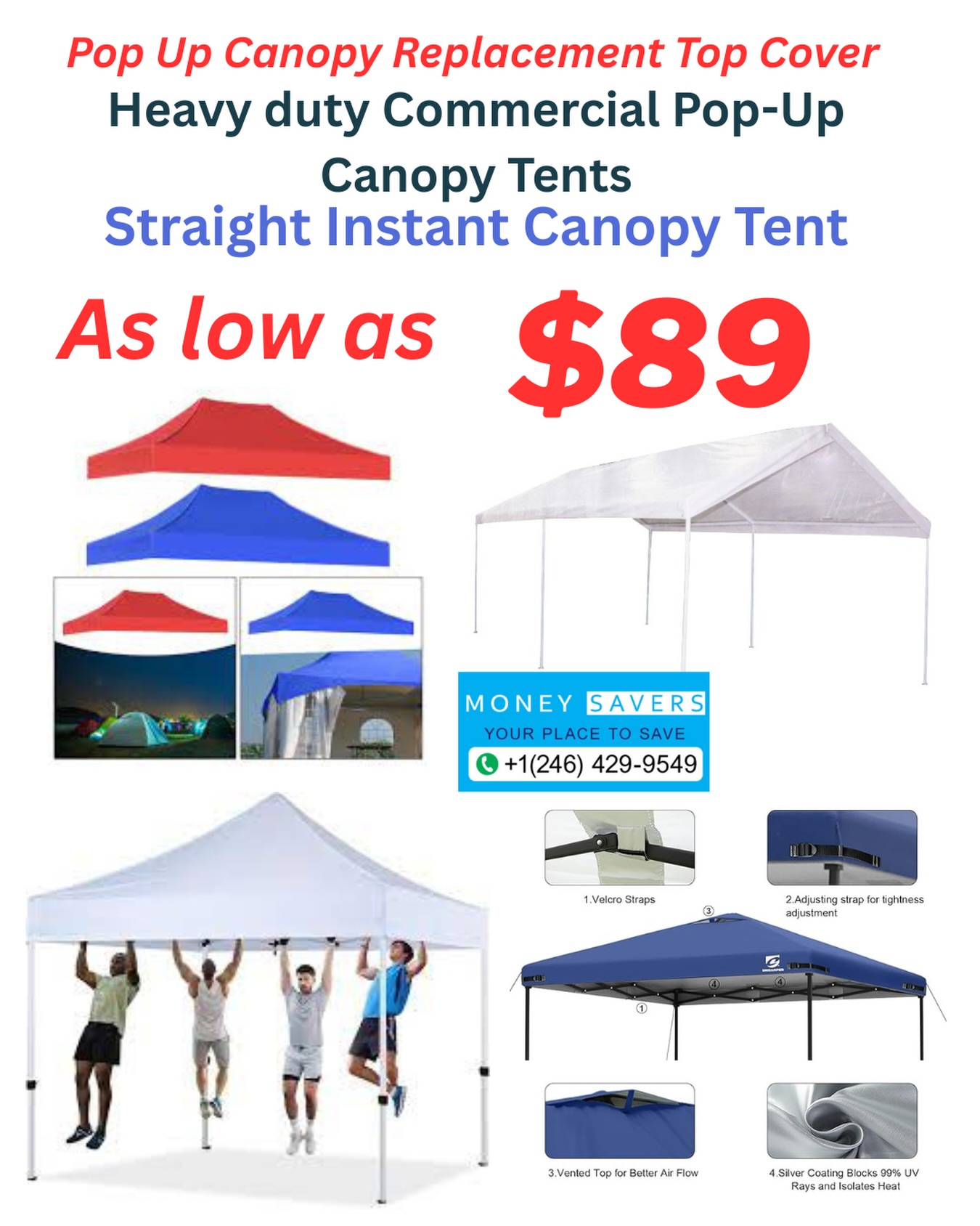 Pop Up Canopy Tents & Replacement Top Covers – As Low as $89