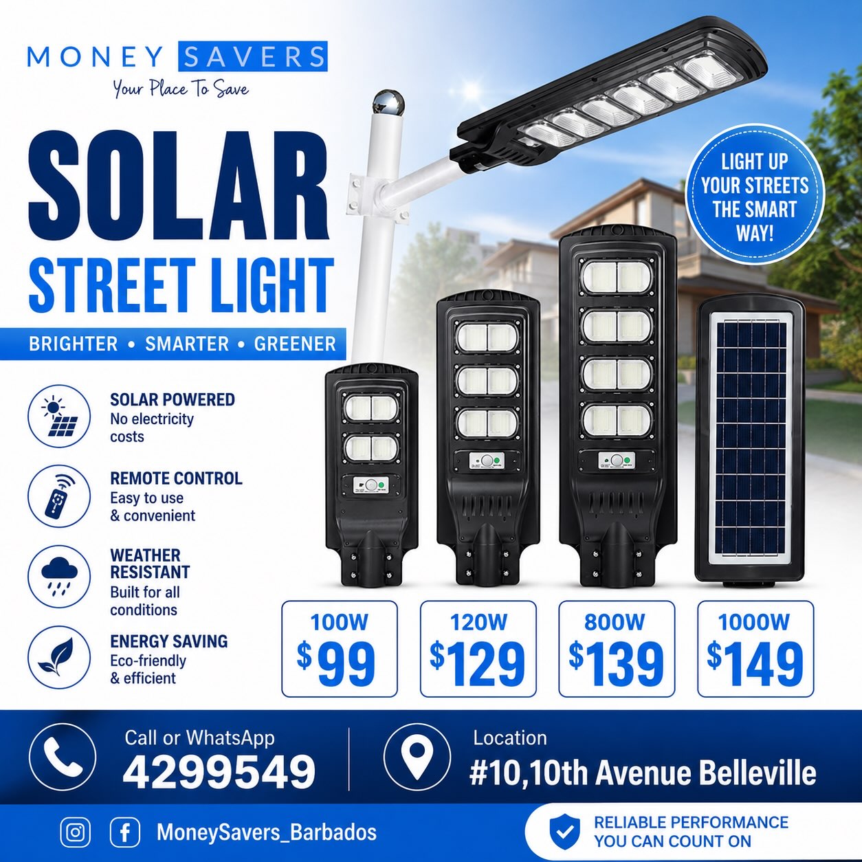 Solar Street Lights – 4 Sizes from $99 at Money Savers