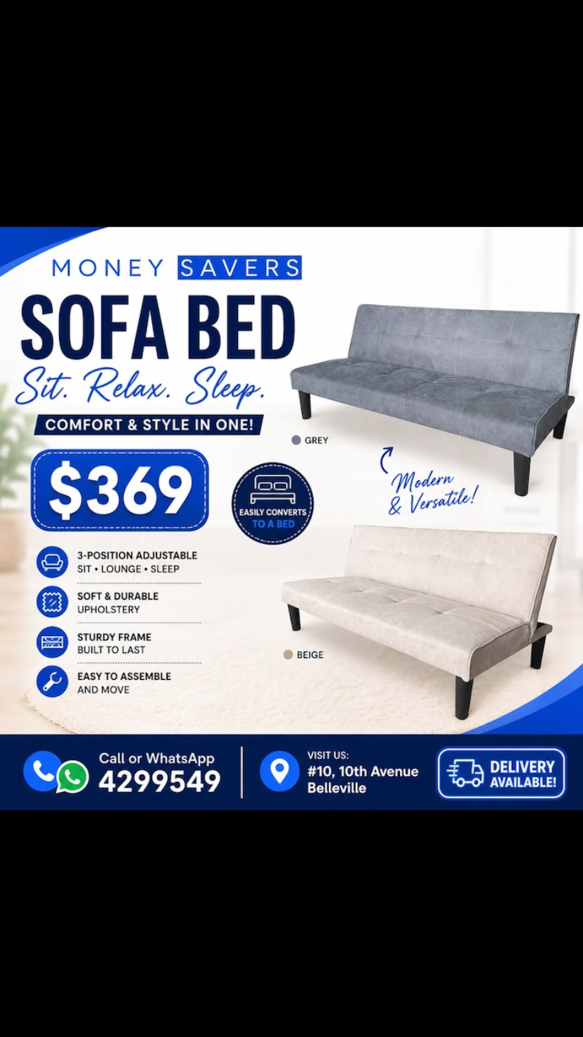 Sofa Bed – $369 | Money Savers Barbados