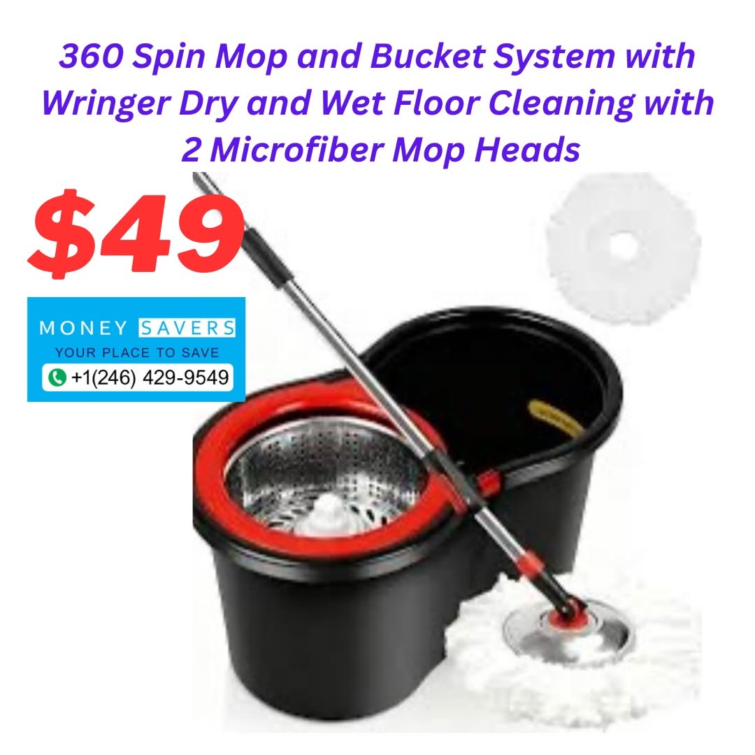 360 Spin Mop and Bucket System with 2 Microfiber Mop Heads – $49