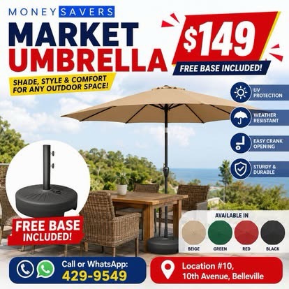 Market Umbrella $149 with Free Base Included