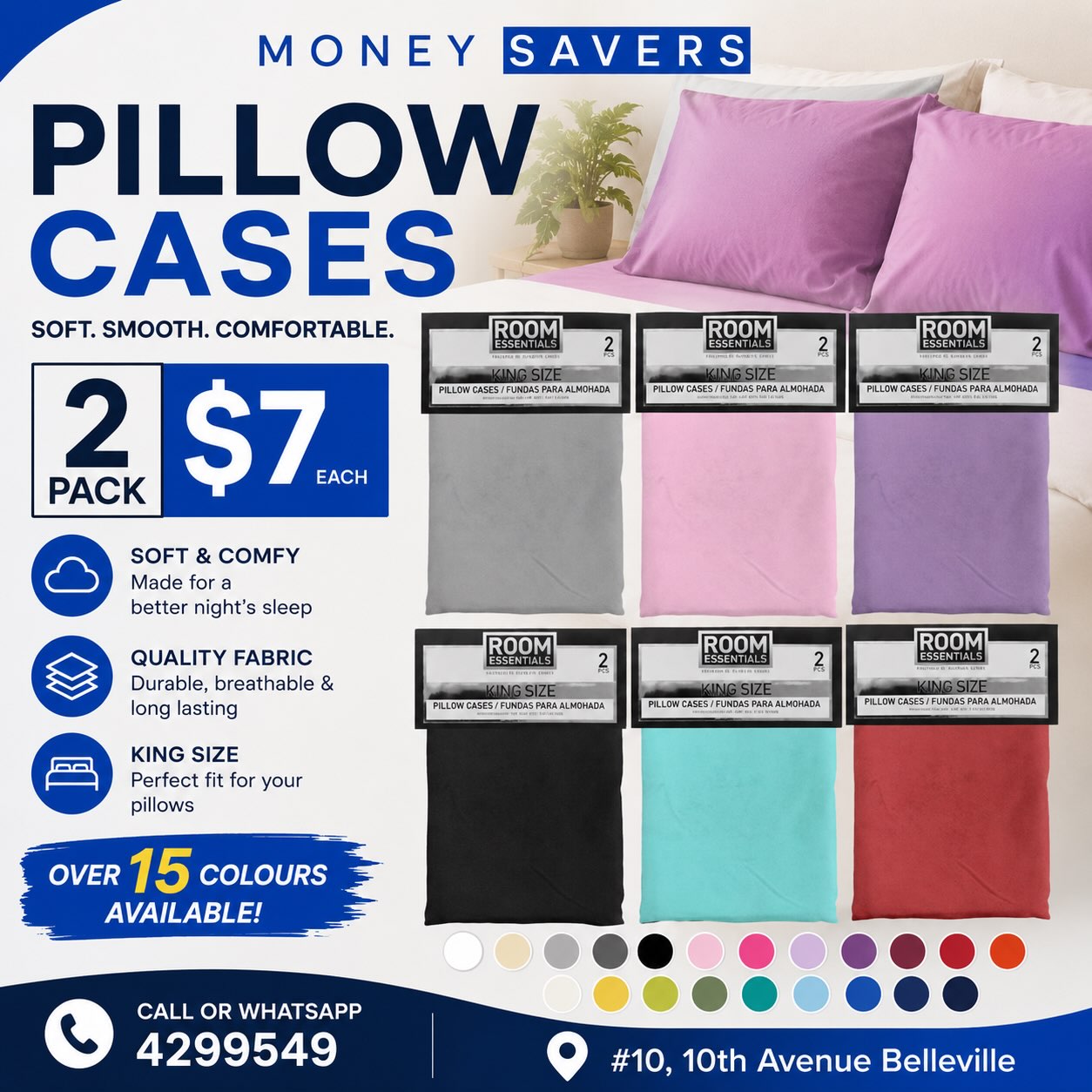 Money Savers – King Size Pillow Cases 2-Pack for $7